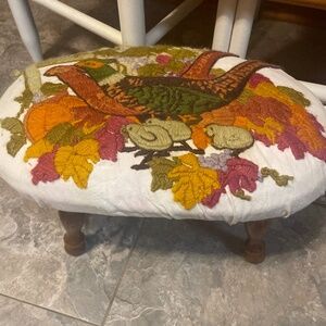 COPY - OOAK COOL Vintage crewel embroidered stepping stool handmade